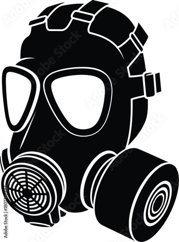 Vintage gas mask silhouette protection equipment security hazard apparel vector