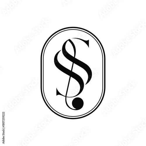 Elegant Intertwined S Monogram Logo in Oval Frame music icon button