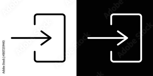 Login icon in black and white stroke on background. Perfect for app interfaces, website authentication screens, and user account features.