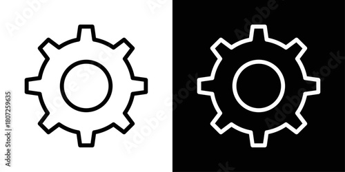 Settings icon in black and white stroke on background, ideal for app menus, system controls, and interface customization tools.