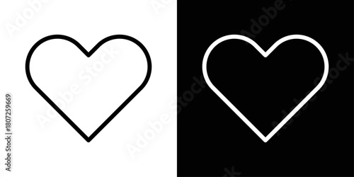 Heart icon in black and white stroke on background, perfect for likes, favorites, wellness apps, and social media interfaces.