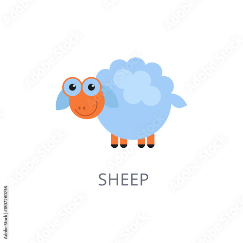 Cute Sheep Illustration Cartoonish Render of a Friendly Sheep with Big Eyes and Simple Design