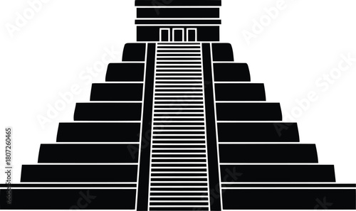 Ancient mayan pyramid silhouette architectural icon symbol aztec civilization landmark symbol vector