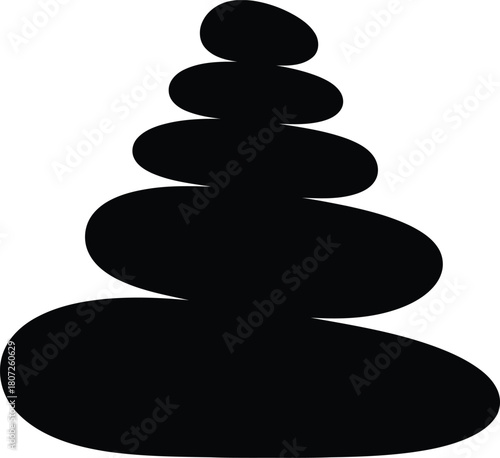 Zen stacked smooth stones serenity balance harmony meditation calm relaxation abstract silhouette vector