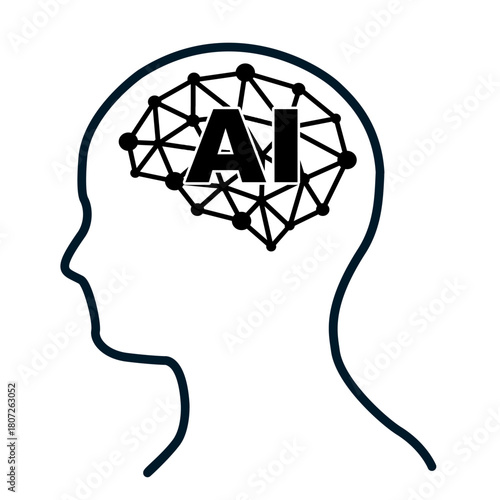 人工知能のイメージイラスト　シンプルなAIアイコン　シルエットデザイン　マーク　簡略