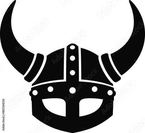 Viking warrior helmet icon silhouette norse mythology symbol scandinavian heritage symbol vector