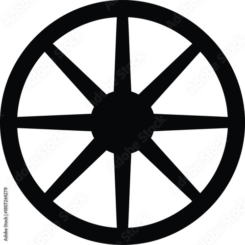 Sacred dharma wheel symbol vector graphic represents enlightenment spiritual journey ancient buddhist icon vector