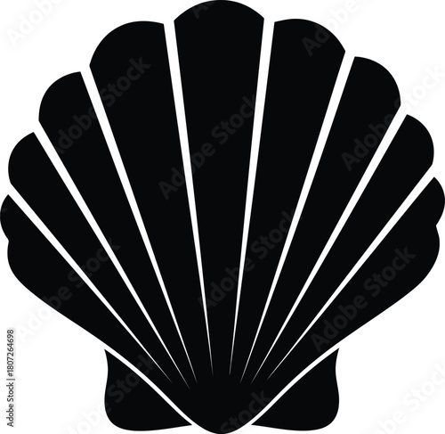 Stylized scallop shell silhouette icon minimalist ocean marine life symbol vector art vector