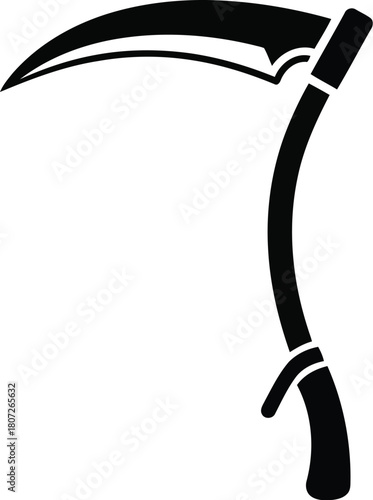 Scythe symbol icon silhouette grim reaper tool weapon vintage agriculture farming vector