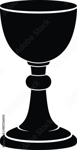 Ancient chalice silhouette holy grail sacred vessel vintage goblet religious symbol elegant drinkware icon vector