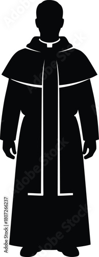 Monk robe silhouette clergy apparel religious vestments sacred garment cassock vector