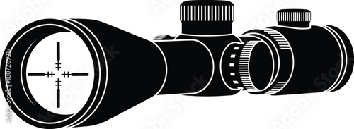 Precision rifle scope silhouette vector graphic for hunting optics and targeting equipment design vector
