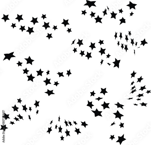 Vector art of collection of star trails isolated on for graphic design