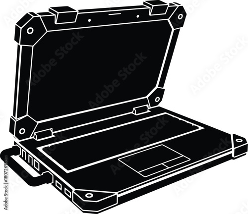 Ruggedized laptop case for extreme environments secure portable tech protection gear vector