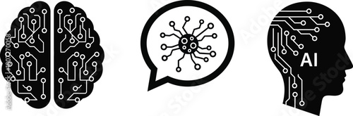 AI-Powered Teamwork Icons – Smart Collaboration and Business Productivity Symbols