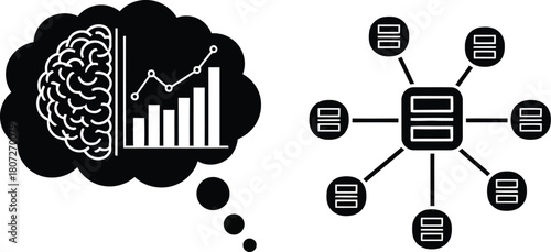 AI-Powered Teamwork Icons – Smart Collaboration and Business Productivity Symbols