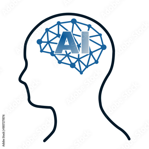 人工知能のイメージイラスト　シンプルなAIアイコン　シルエットデザイン　マーク　簡略