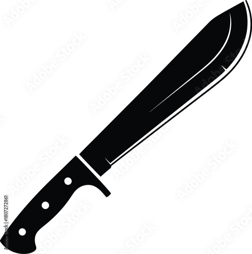 Sharp machete blade tool jungle clearing agriculture work cutting garden equipment outline vector