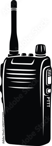 Retro handheld two way radio communication device vintage walkie talkie communication gadget vector