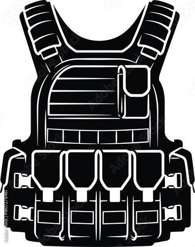 Tactical combat vest body armor military gear loadout protective equipment icon vector