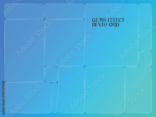 Glass Effect Bento Grid With Gradient Blue Background