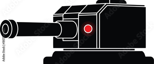 Modern turret weapon system silhouette for futuristic military or sci-fi concepts vector