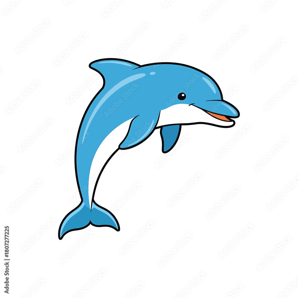 Naklejka premium Cartoon illustration of a cute dolphin isolated on