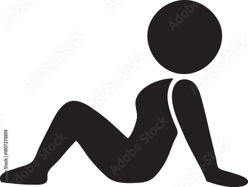 Relaxation pose simple human icon sitting down silhouette illustration graphic