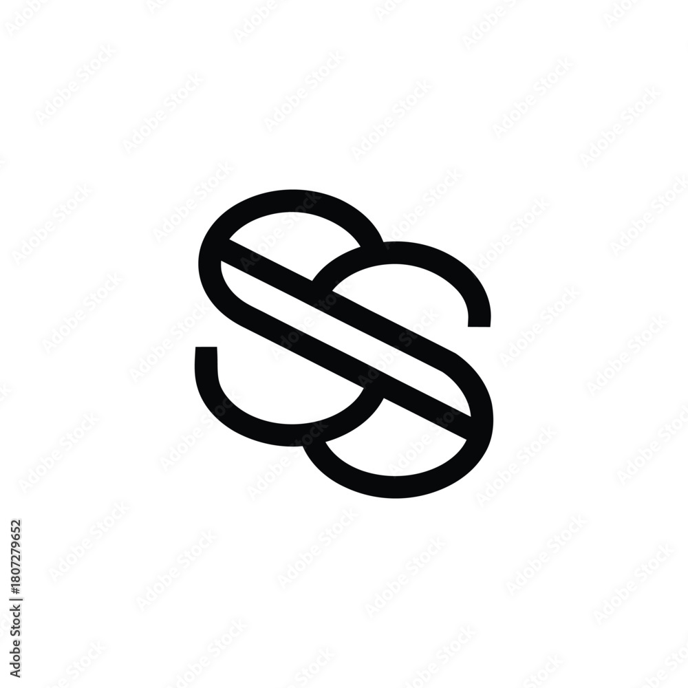 Obraz premium Abstract Intertwined Double S Monogram Logo