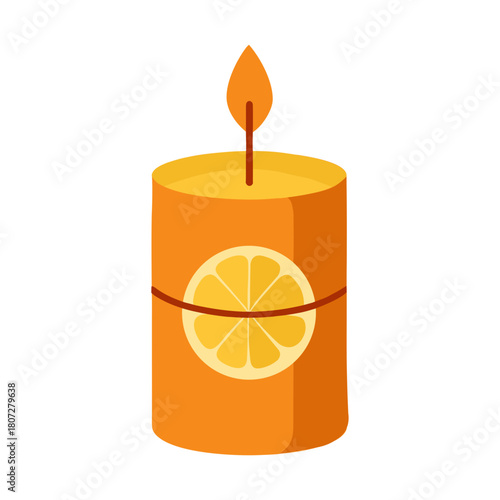 Handmade beeswax candle tied with natural dried orange accent