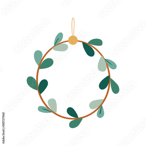Minimal Christmas wreath made of eucalyptus leaves elegant design