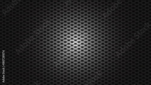 Dark carbon fiber texture with abstract metal mesh pattern for an industrial tech design backdrop