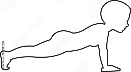 Silhouette of child doing push up exercise for fitness routine