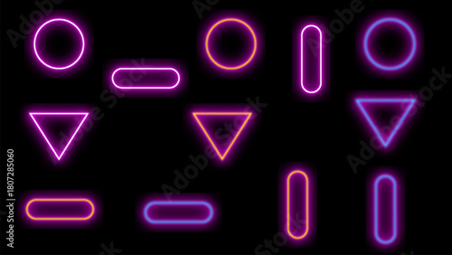 Bright glowing neon sign illustration for a happy New Year celebration at night