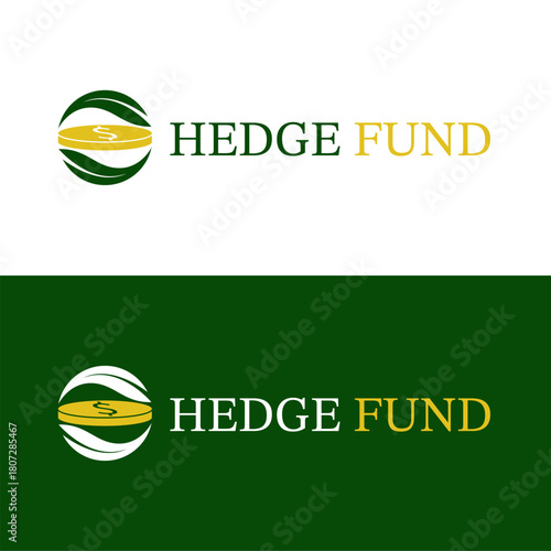 Logos for a hedge fund company with leaves and money.