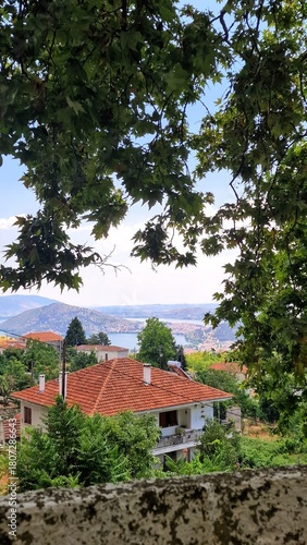 Wallpaper Mural Summer Vista Overlooking a Mediterranean Village and Distant Lake Torontodigital.ca