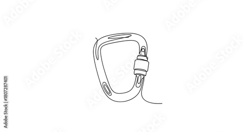Metal carabiner clip with screw lock mechanism and rope  