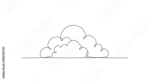 Cloud illustration in minimalist style with single line design  