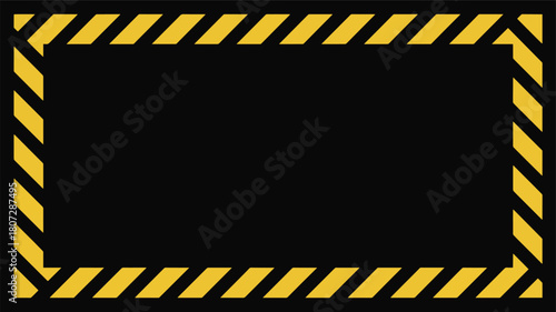 Hazardous area warning sign with yellow and black stripes on