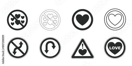 set of hearts icons in black color heart simple heart shaped metal heart with stroke valentines day icons Heart vector icons
 Heart icon in linear design isolated vector signs