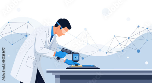 Scientist conducting research with advanced technology in a laboratory setting innovation