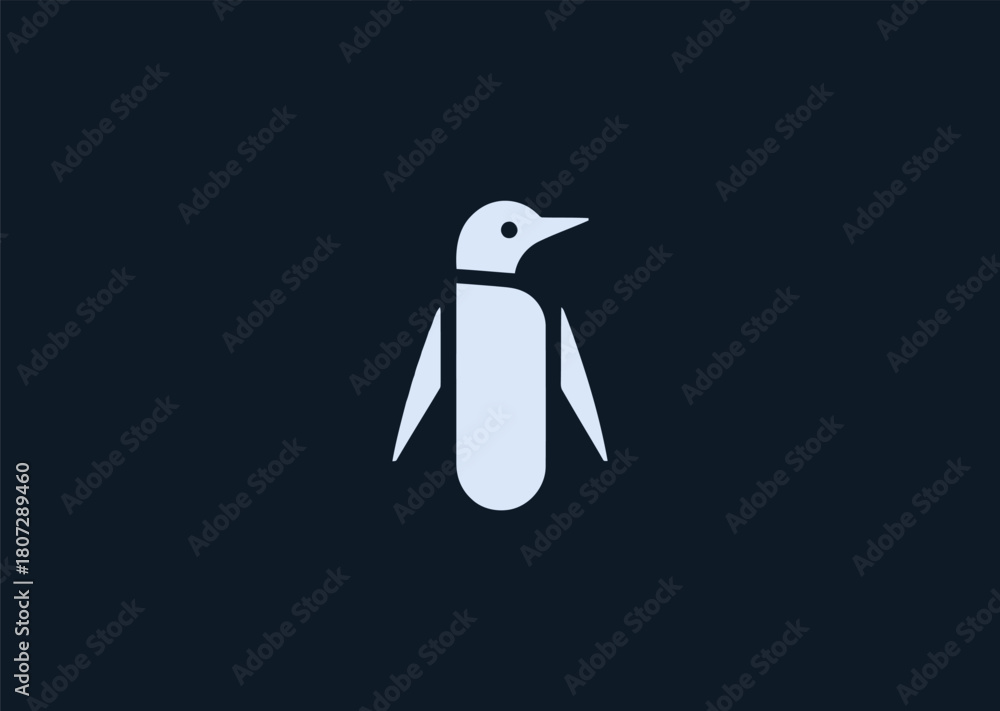 Fototapeta premium A simple minimalist penguin logo designed with smooth rounded lines and a clean silhouette, representing friendliness, calmness, and charm in a modern creative vector illustration