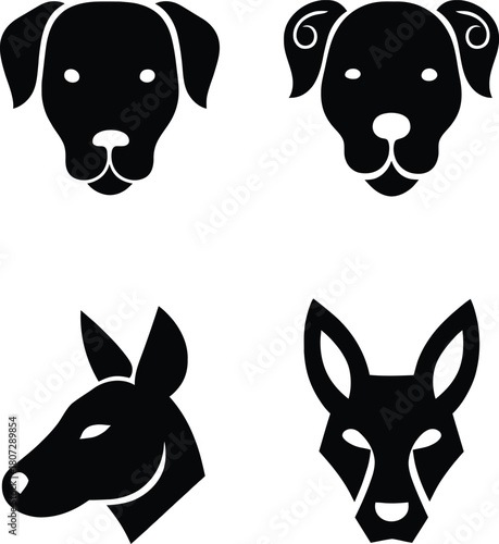Dark Animal Silhouette Icon Set