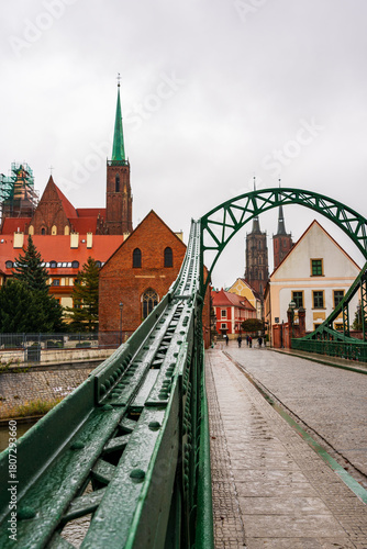 View of the Church of the Holy Cross on Cathedral Island in Wrocław, Poland.