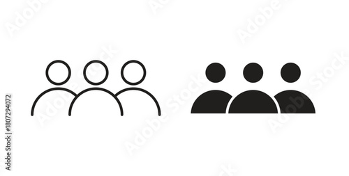 Group icons set isolated on white background flat vector illustration.