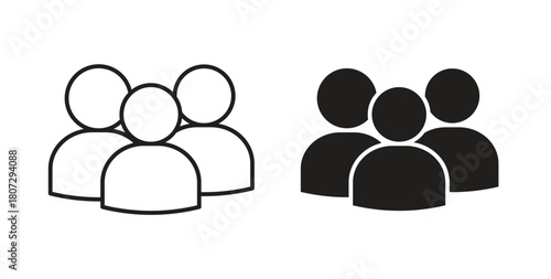 Group icons set isolated on white background flat vector illustration.