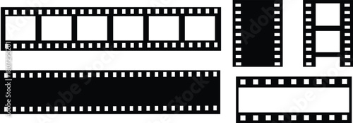 Vector Movie film long strip, seamless vintage filmstrip roll frame. Video or movie filmstrip overlay, cinema or photograph camera long film strip . Pattern of photo film strip frame