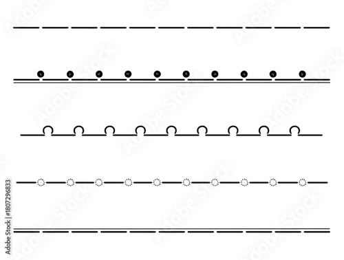 Hand-drawn Black and White Decorative Line Set with Dotted and Loose-Leaf Style Borders – Simple Vector Collection