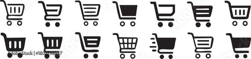 Shopping cart icon set, Full and empty shopping cart symbol, shop and sale, Vector illustration !