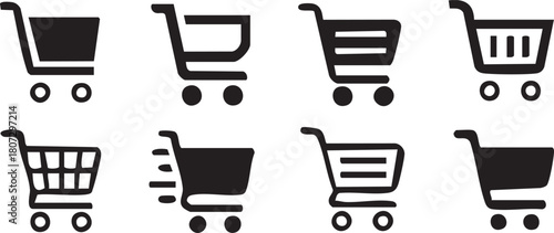 Shopping cart icon set, Full and empty shopping cart symbol, shop and sale, Vector illustration !